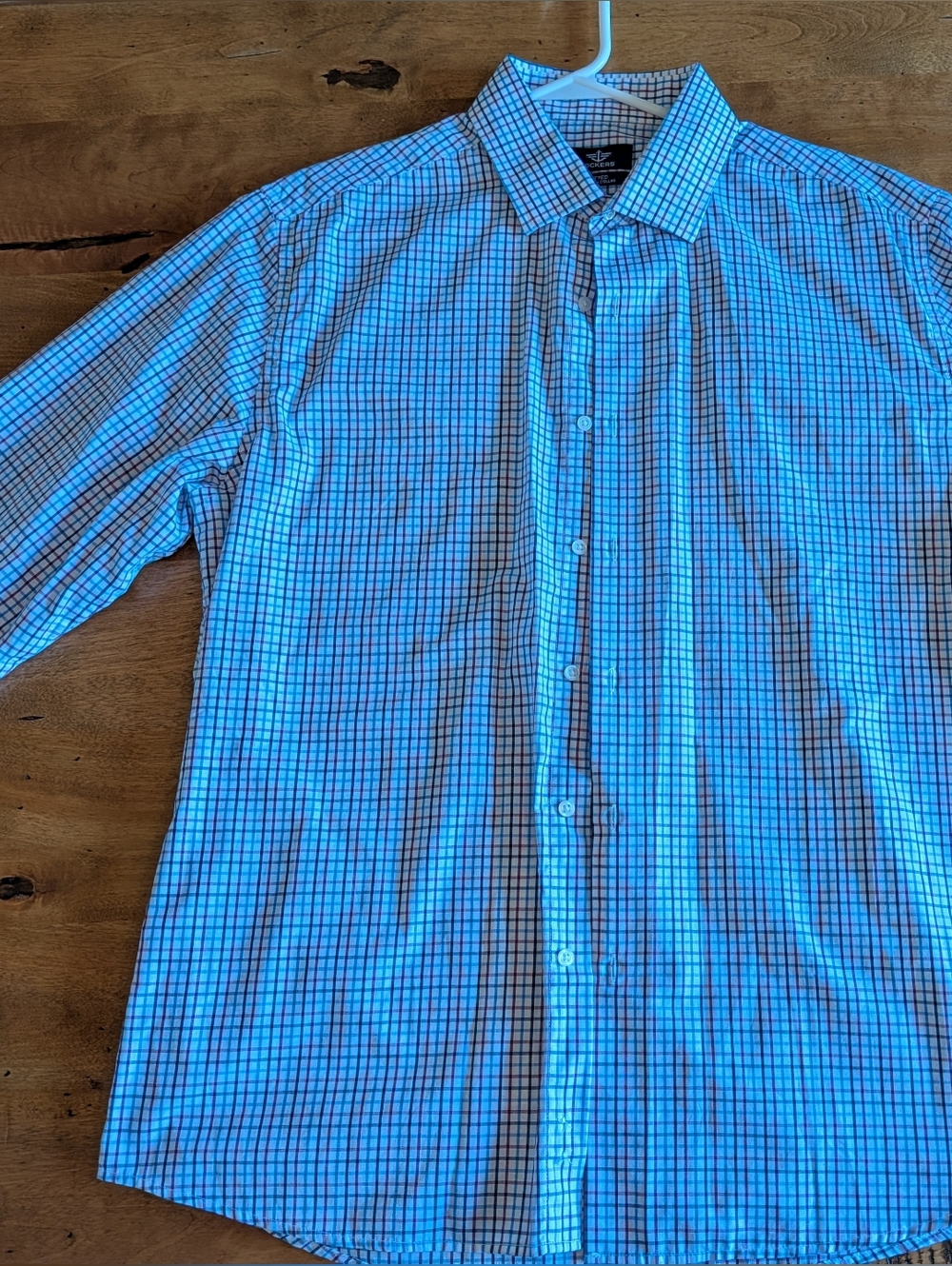 Docker's Men's Fitted Stretch Collar Button-Down Dress Plaid Shirt, Size Large